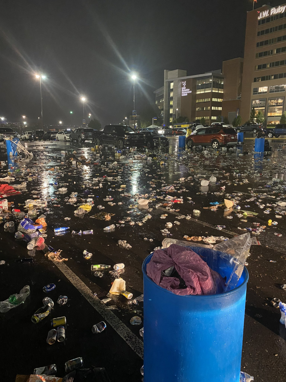 West Virginia University parking lot after tonight&#039;s football game