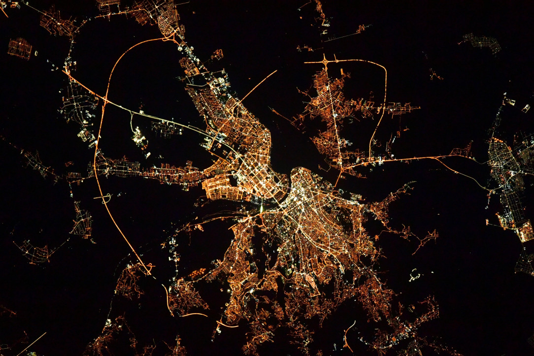 Belgrade at night by European Space Agency astronaut Samantha Cristoforetti