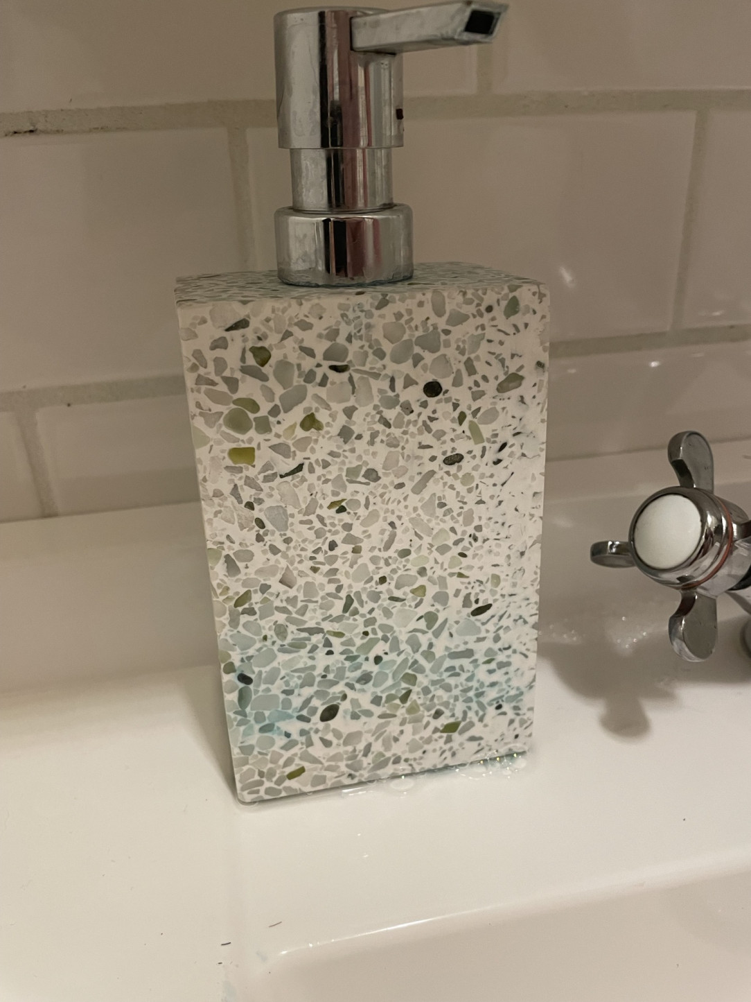 The soap dispenser we recently bought is porous and sweats soap