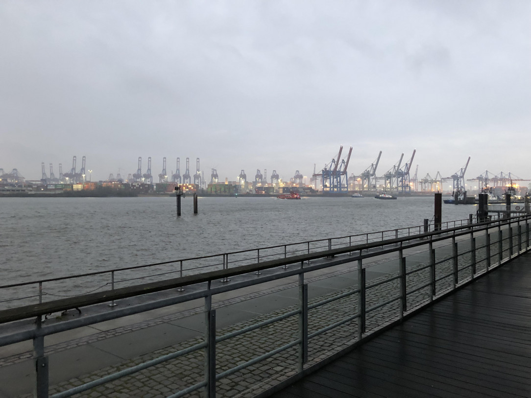 A part of the port of Hamburg