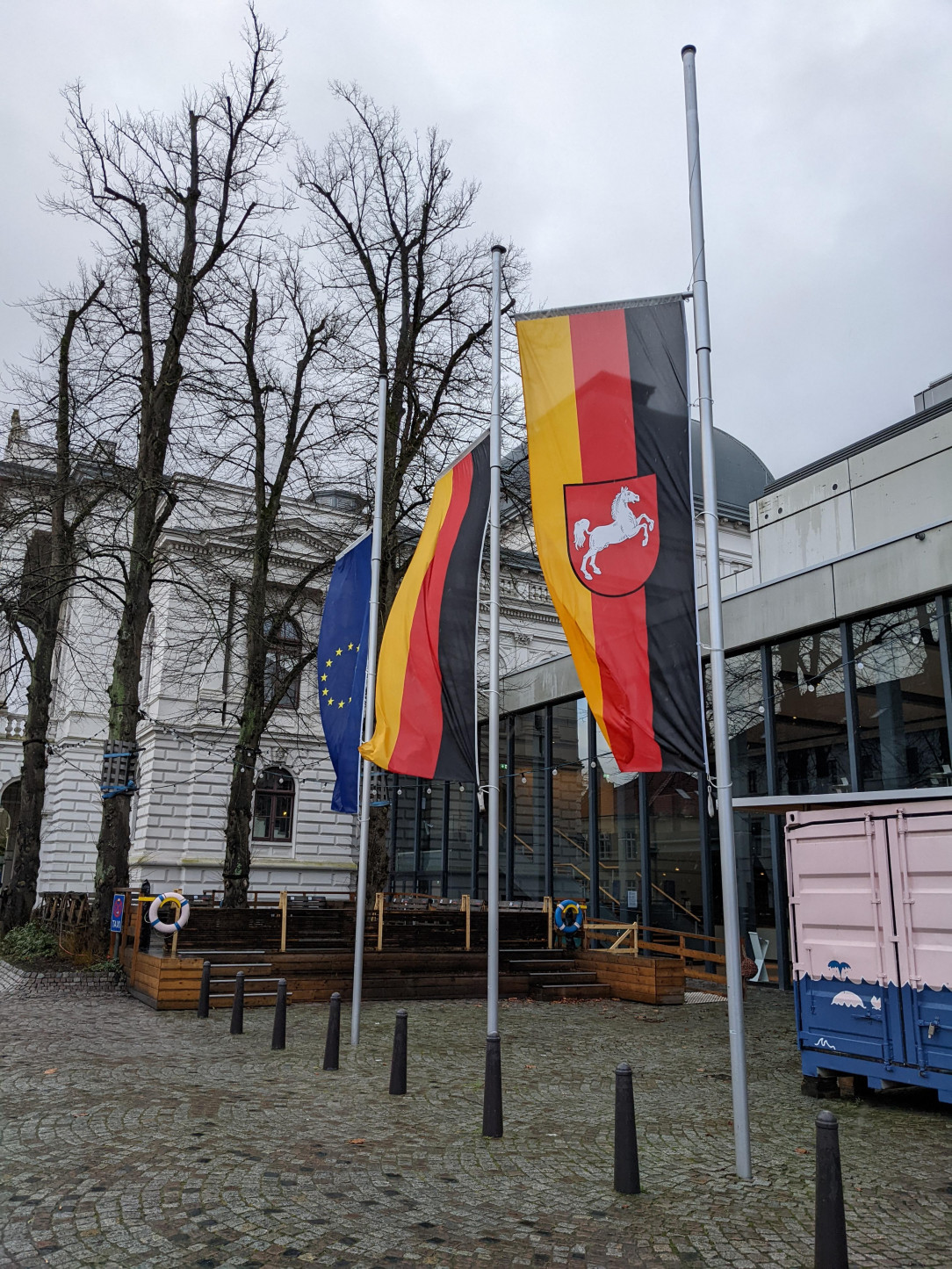 Flags at half-mast in memory of the victims of the Holocaust