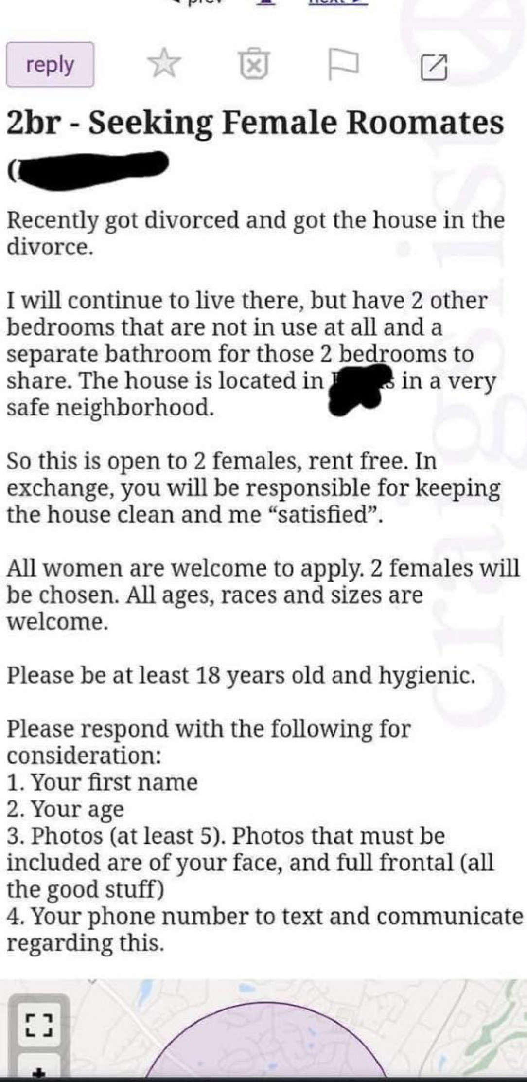 Man wants Sex Maid in exchange for free rent