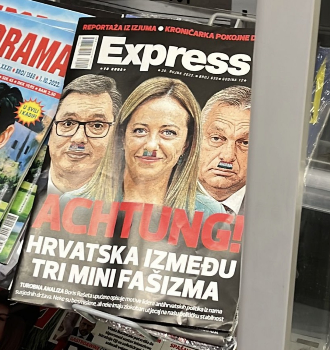 Croatian newspaper today: “Achtung! Croatia is now in between three mini fascists. “