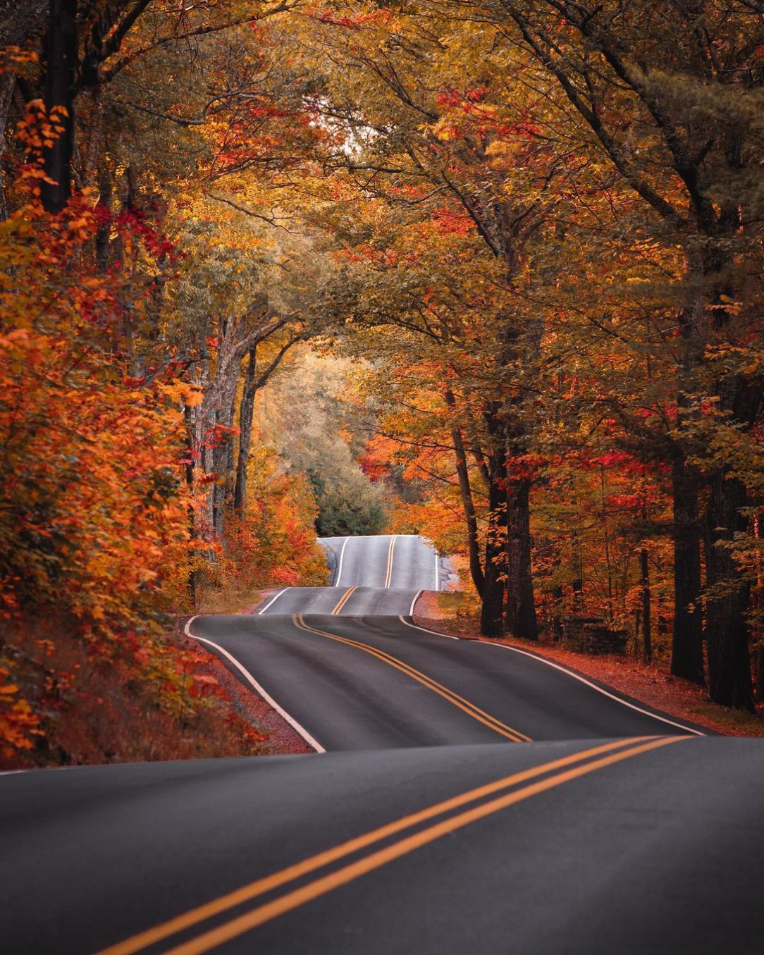 Smooth road on a fall day in western New Hampshire