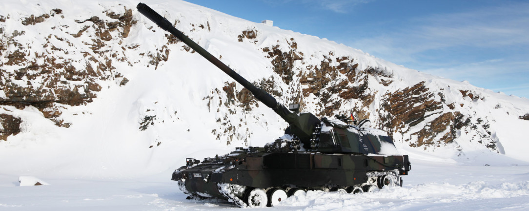 Alpine action with PzH 2000 self-propelled howitzer