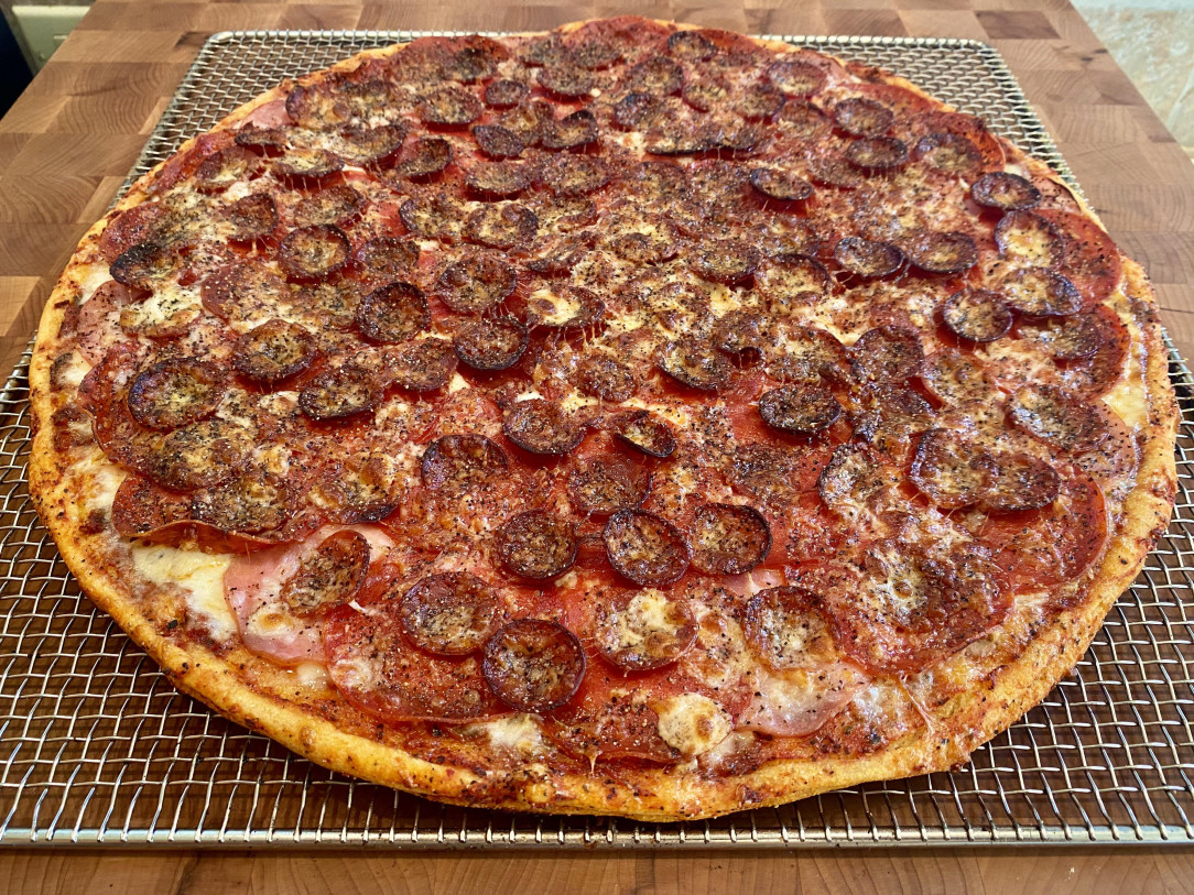 Thin crust pepperoni pizza