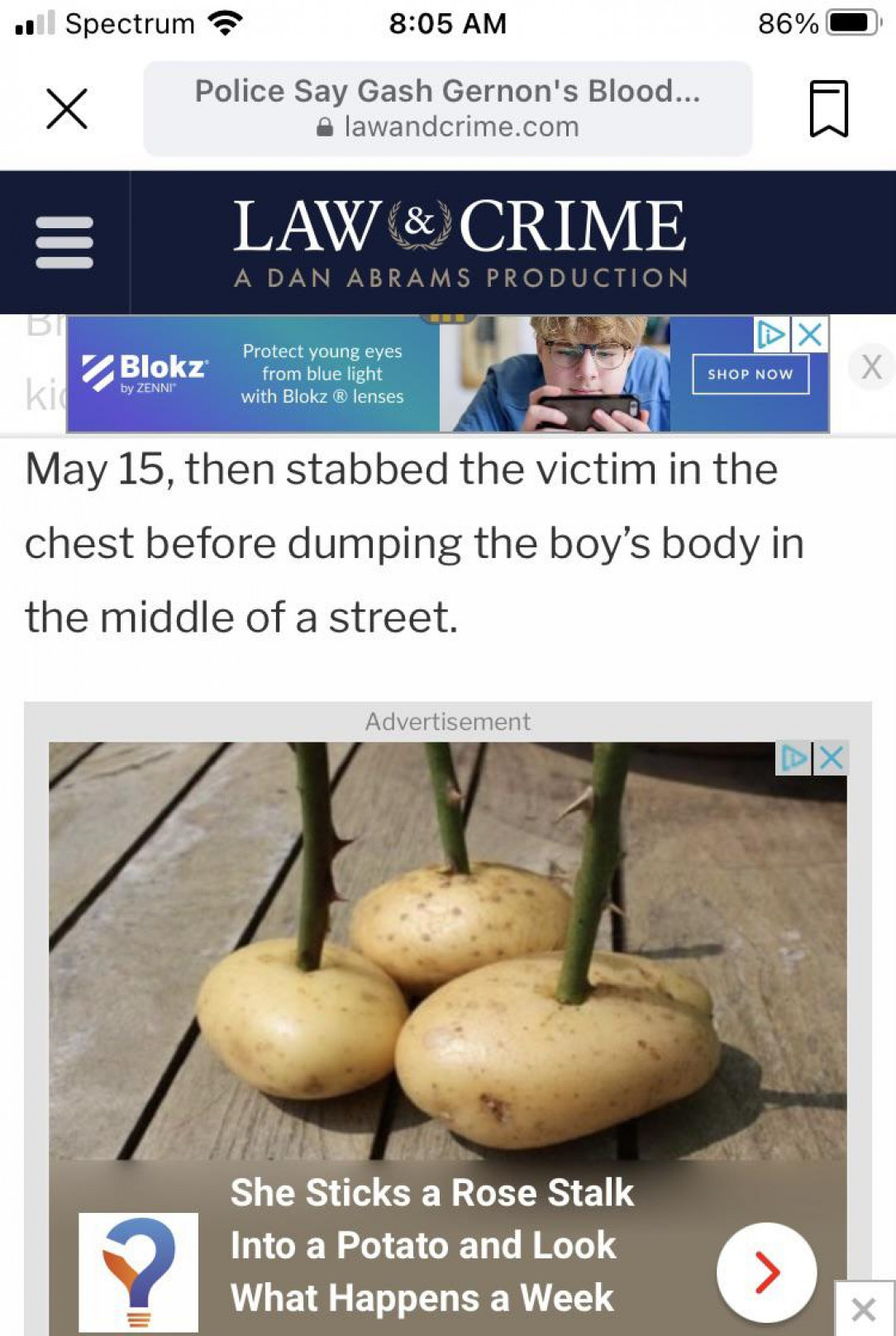 A news item and stabbing a potato