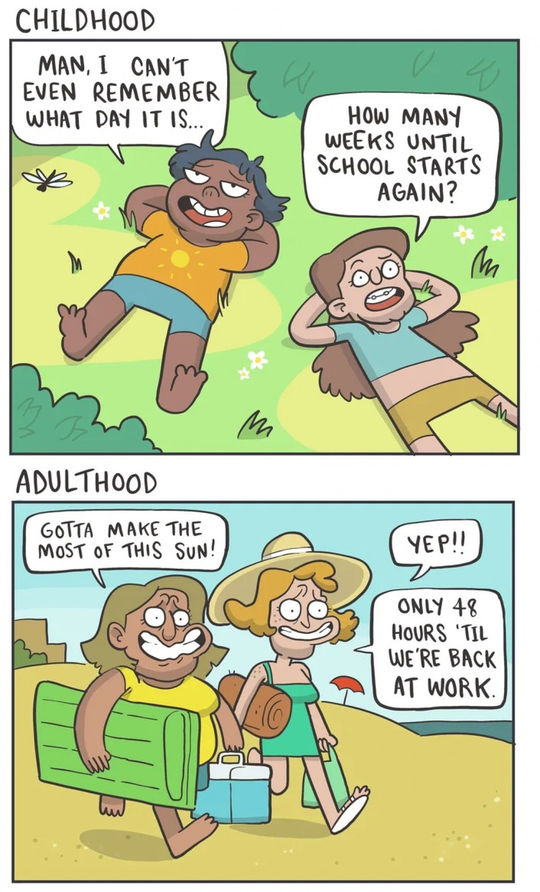Comics: Summertime - Childhood vs Adulthood (Time Off)