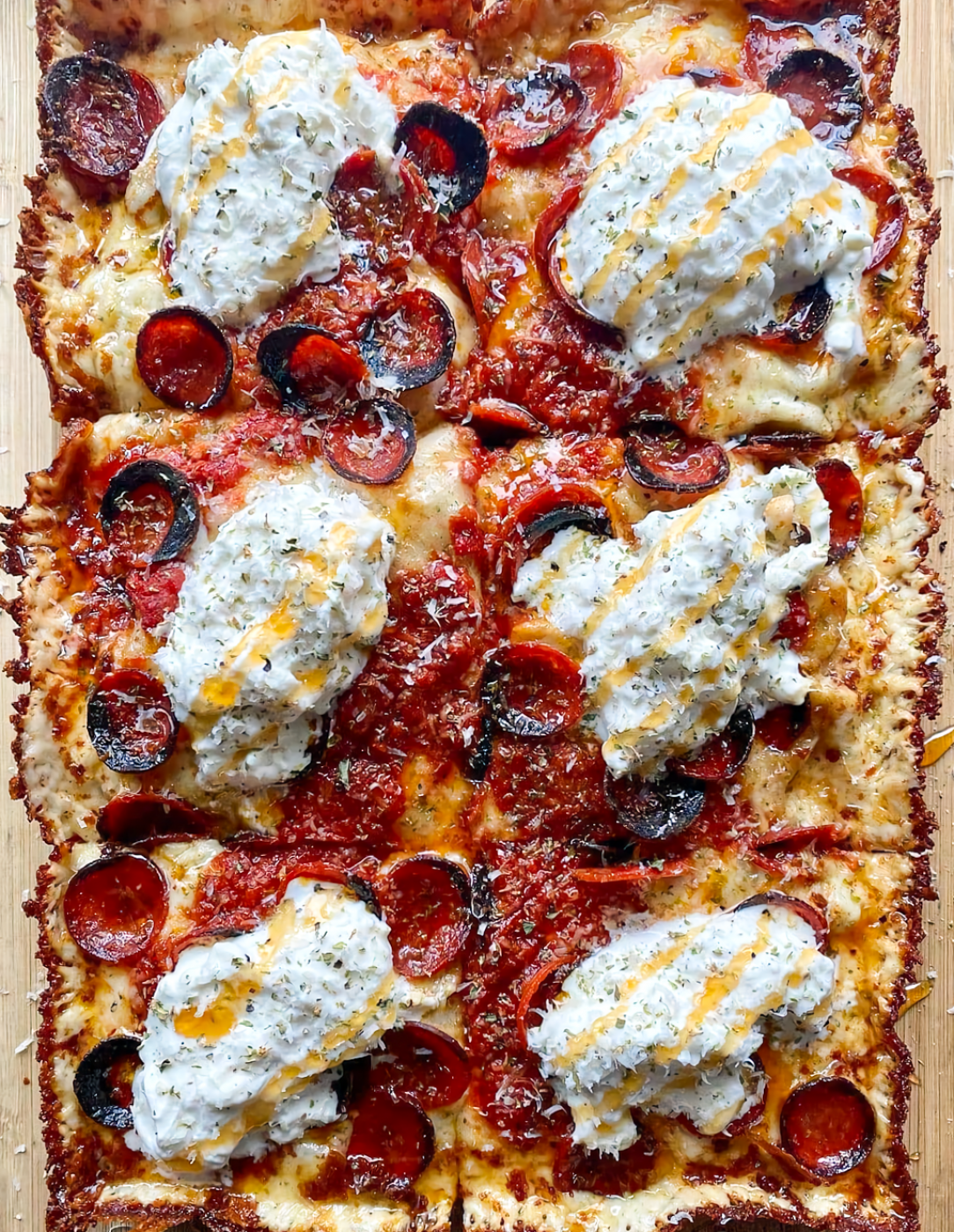 Square burrata &amp; pizza with hot honey