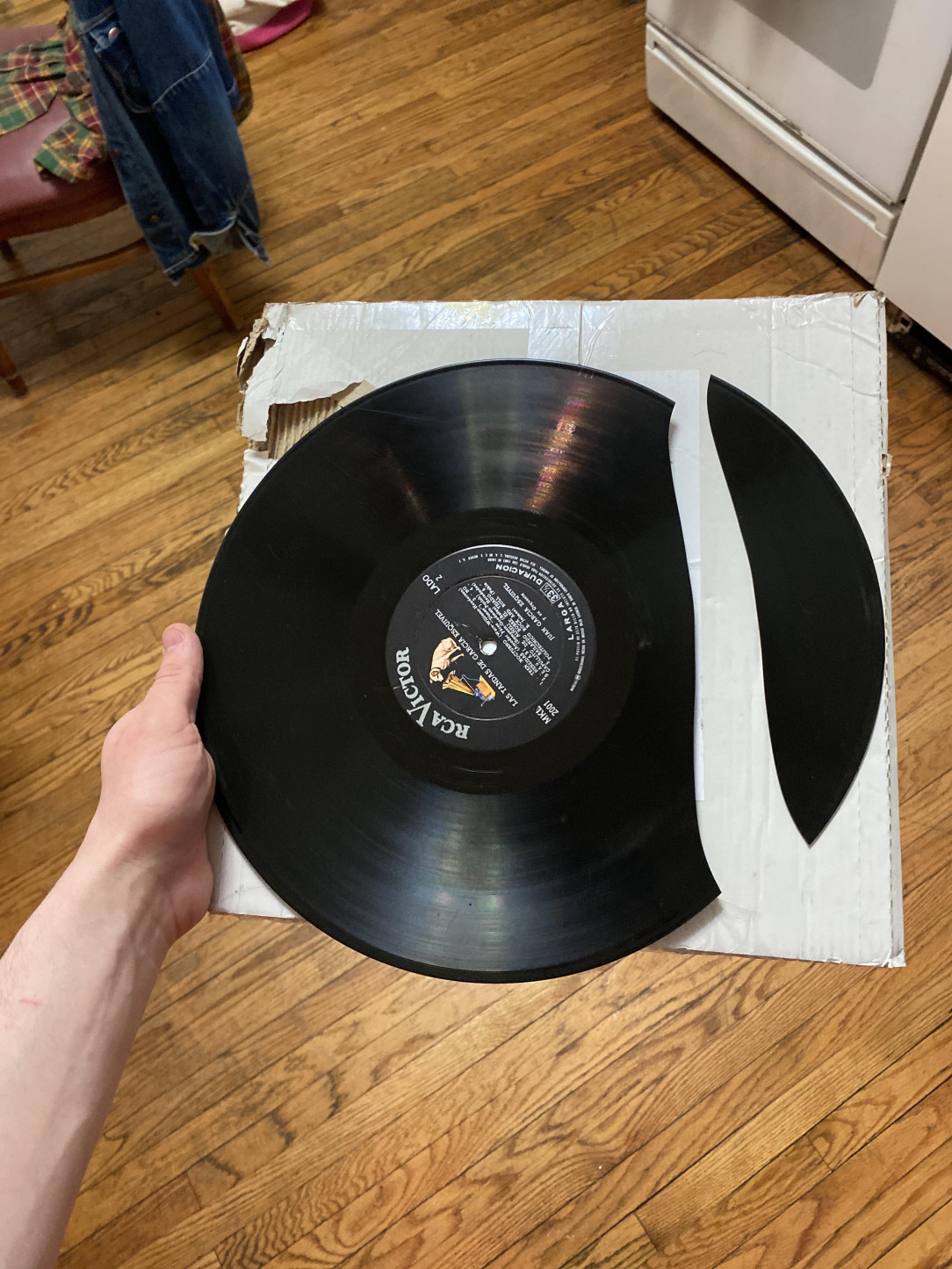 Won a rare record auction on eBay, this is how it arrived and without a cover