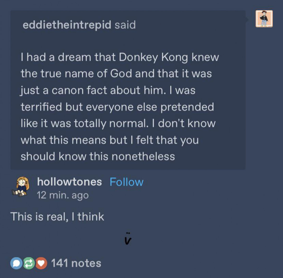 Donkey Kong, who knows the secret name. Wisdom stat of 30