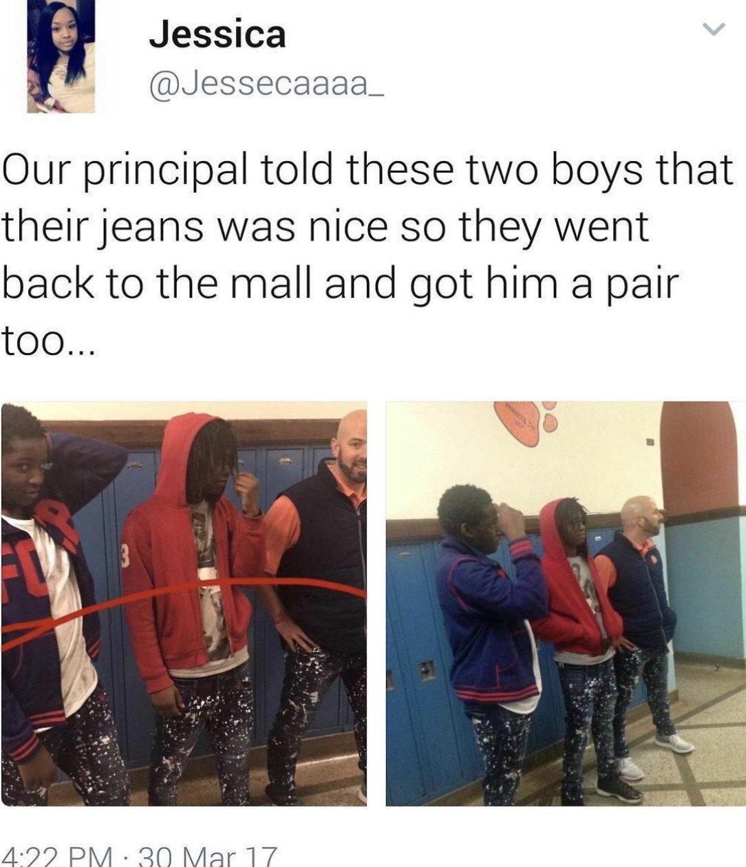 Students helping a principal be cool