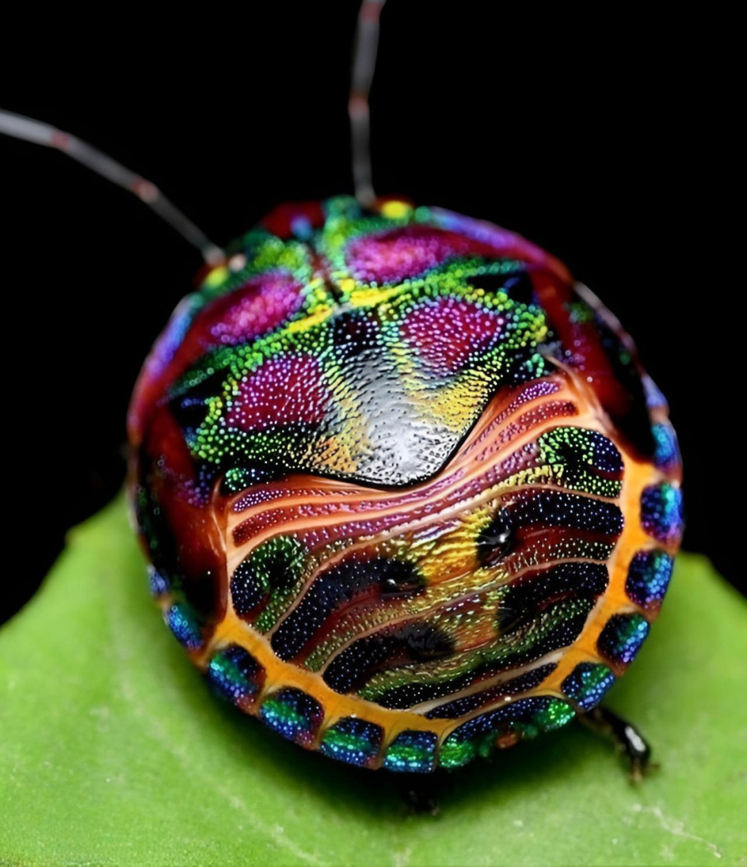 The Harlequin Bug has so many color variants that no two bugs are identical