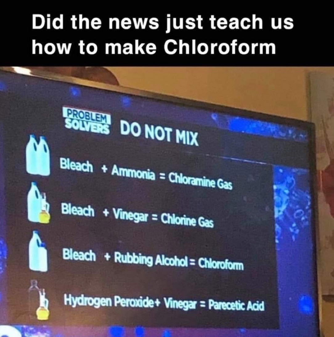 Did the news just tell us how ro make Chloroform?