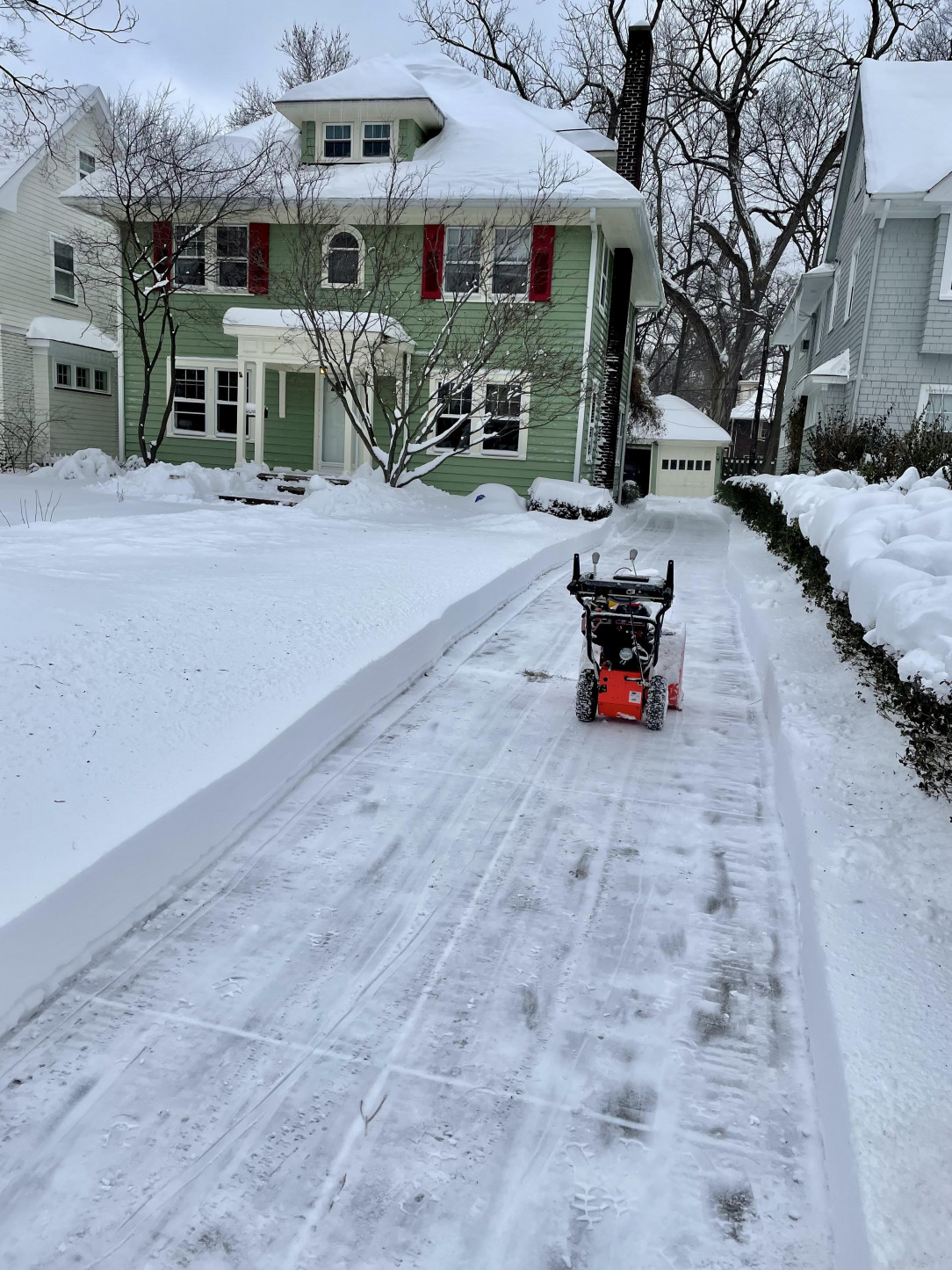 Clean snowblower lines after a fresh snowfall