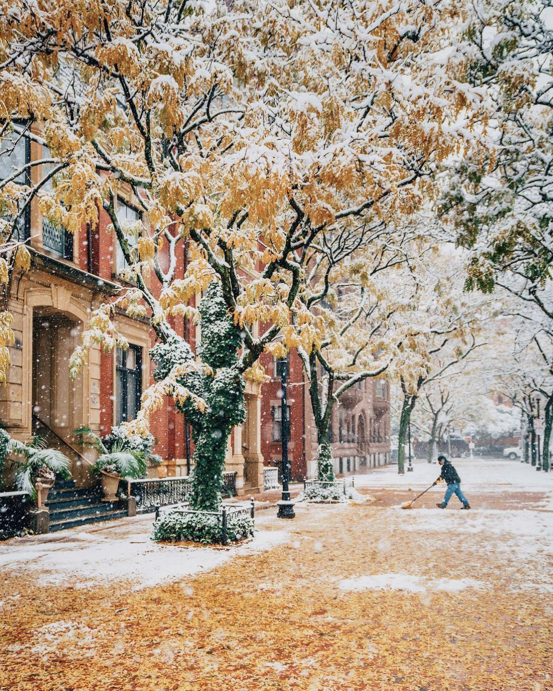 Early snowfall in Boston, Massachusetts
