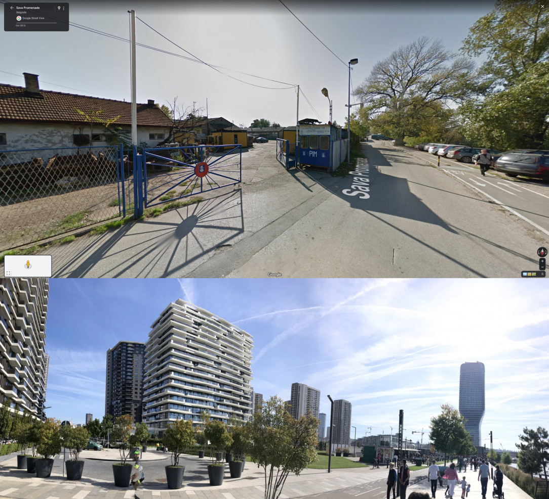 Google street view, Belgrade in 2013, vs 2022