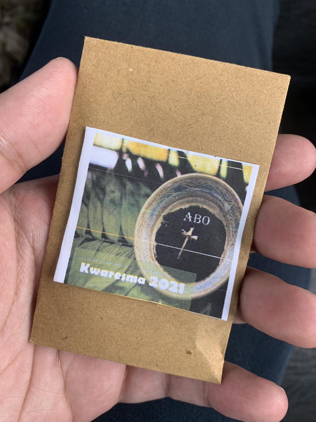 Our local church gave us packets of ash to anoint family members who can’t come to church
