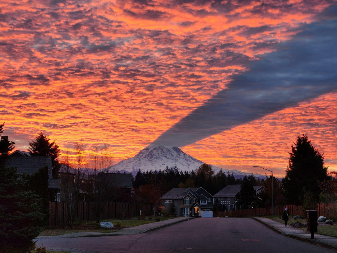 Majestic shadow of Mt. Reiner in Washington