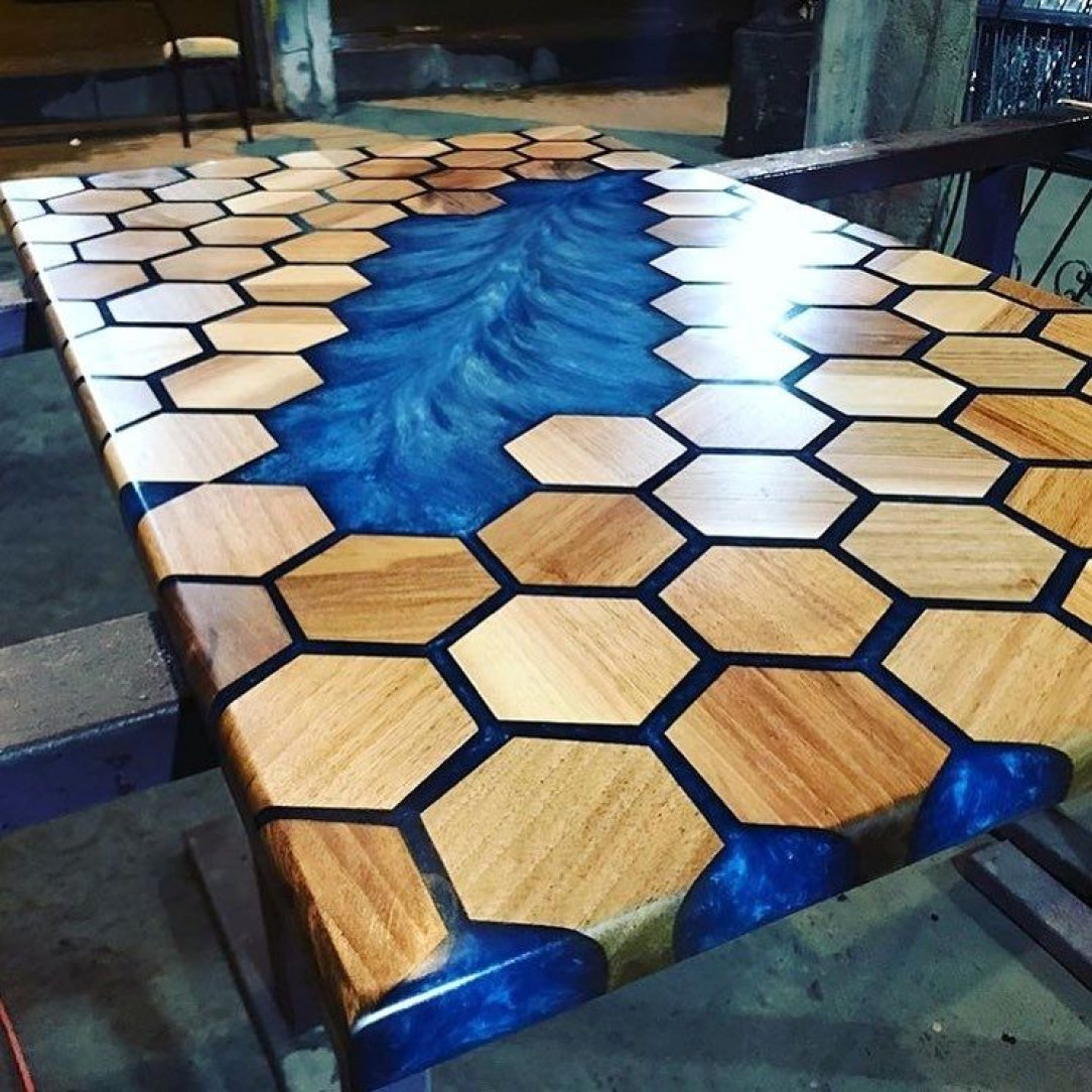 Beautiful table with epoxy resin