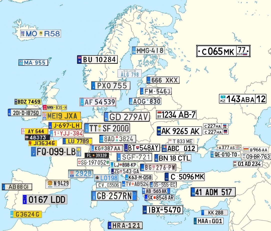 License plates of different countries