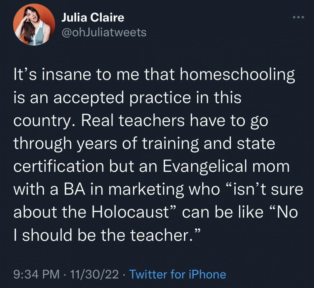 It’s insane that homeschooling is an accepted practice in this country