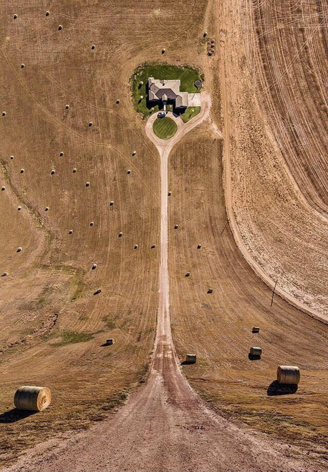 A field with a warped perspective