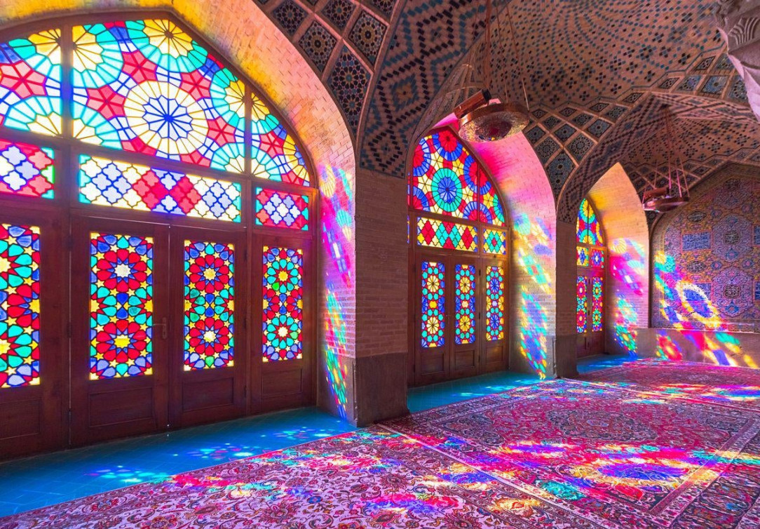 Pink mosque in Shiraz, Iran