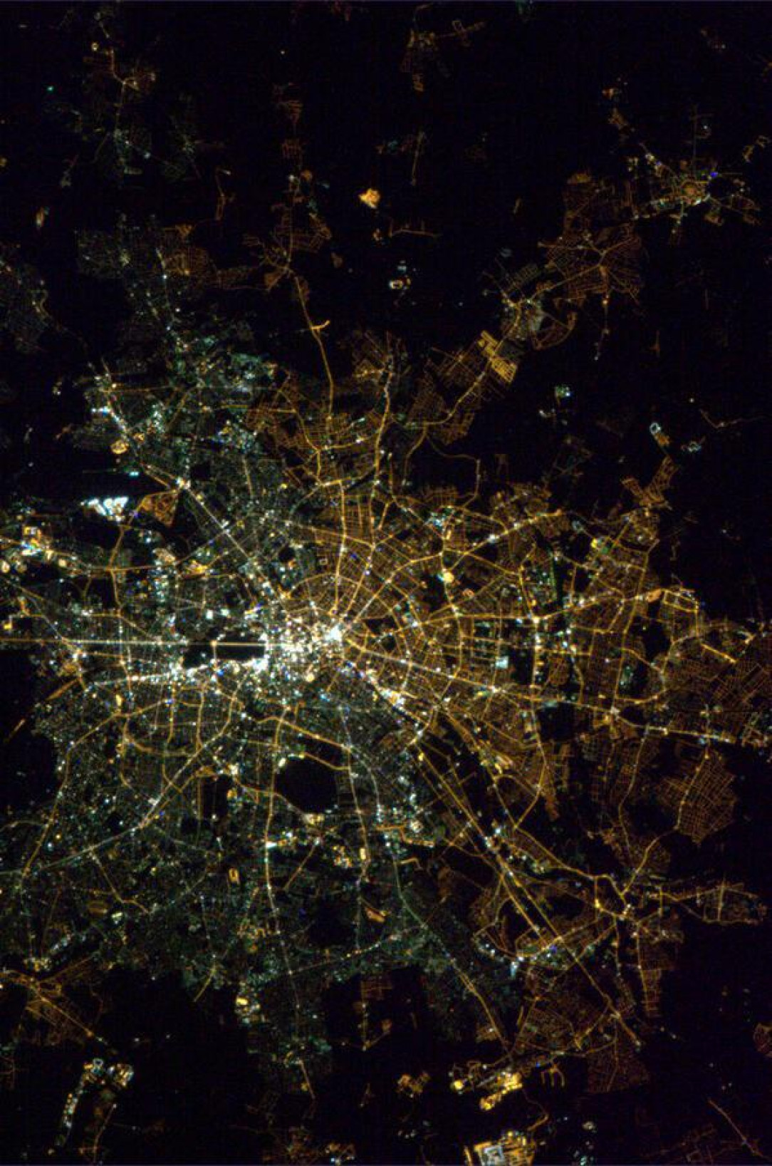 West and East Berlin, the division is still visible from space