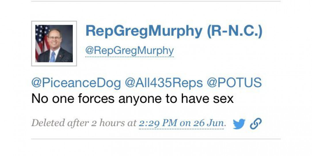 Deleted tweet from NC congressmen