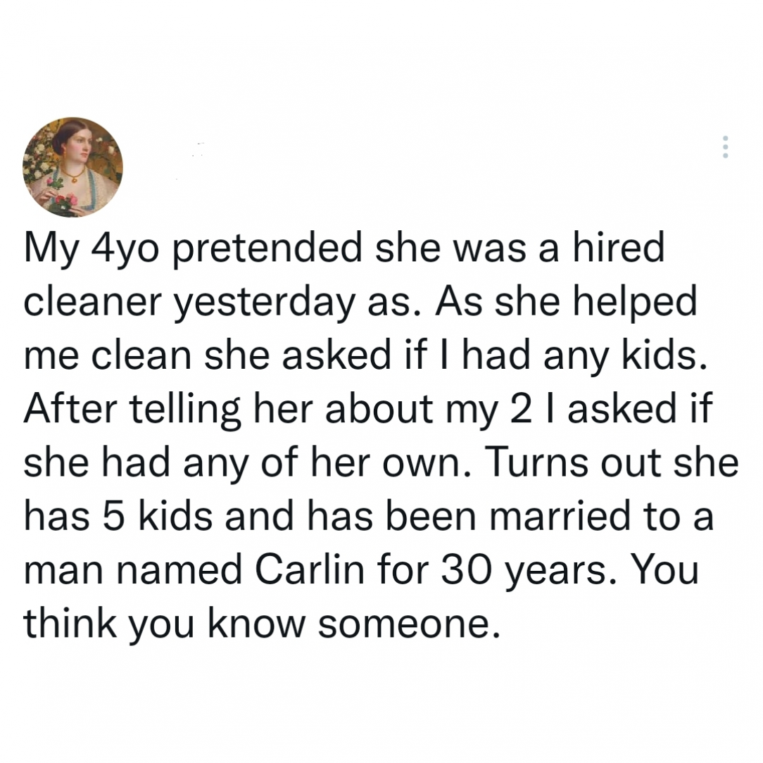 4 year old pretends to be a hired cleaner and shares about herself