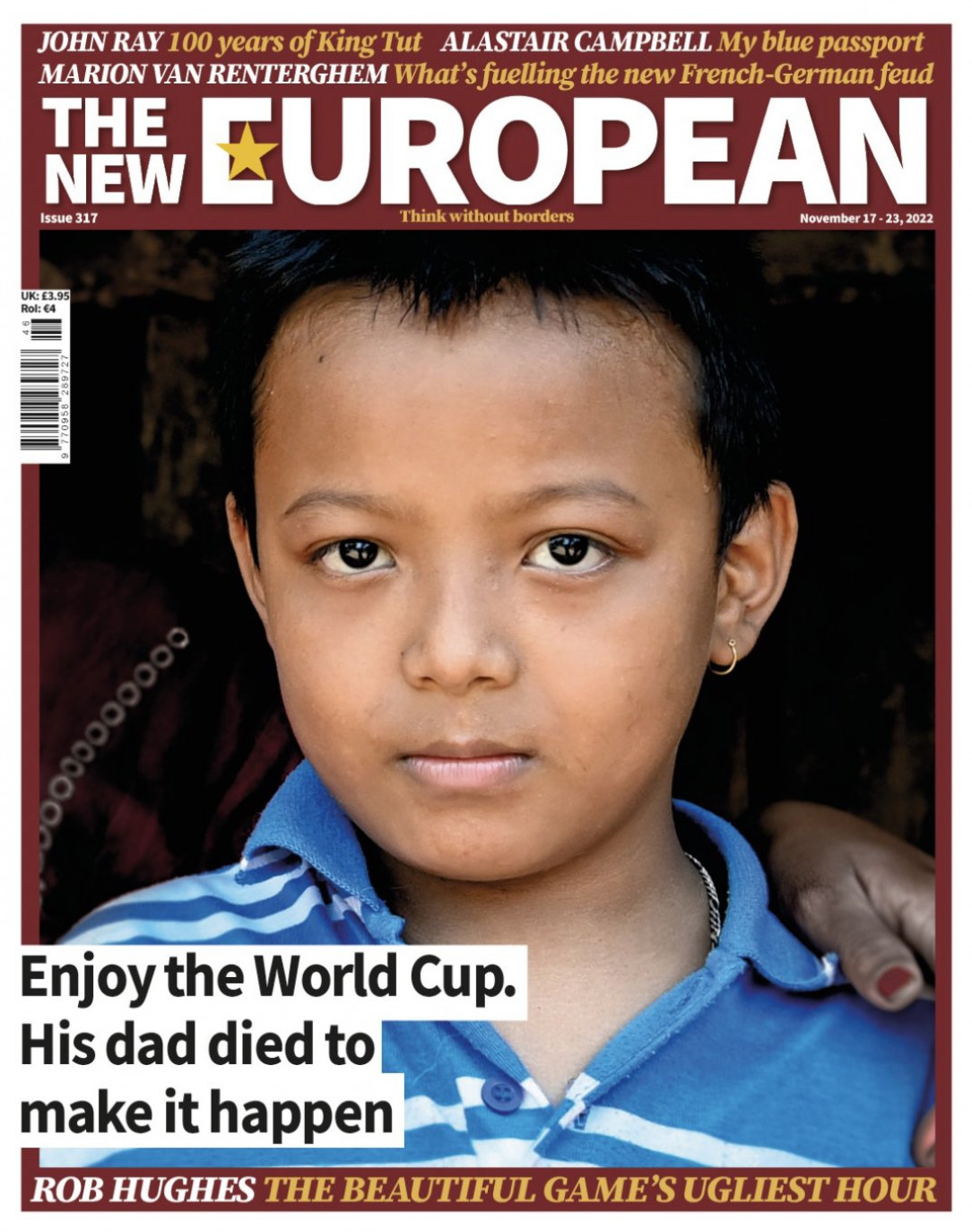 Enjoy the World Cup. His dad died to make it happen - Cover of The New European [nov. 17 2022]