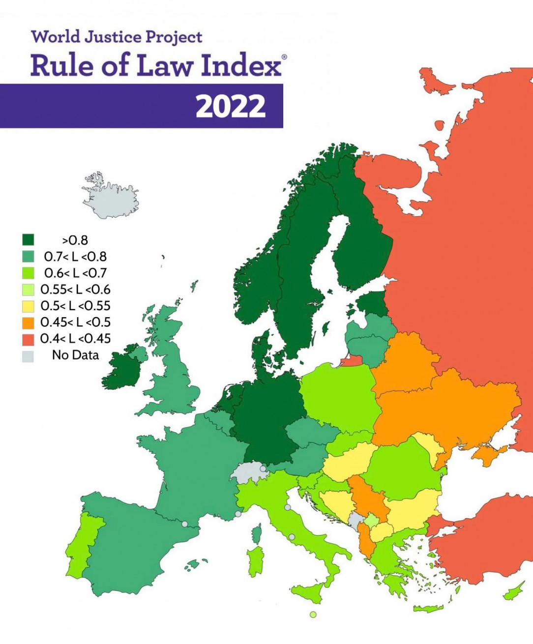 Rule of Law Index in Europe, 2022