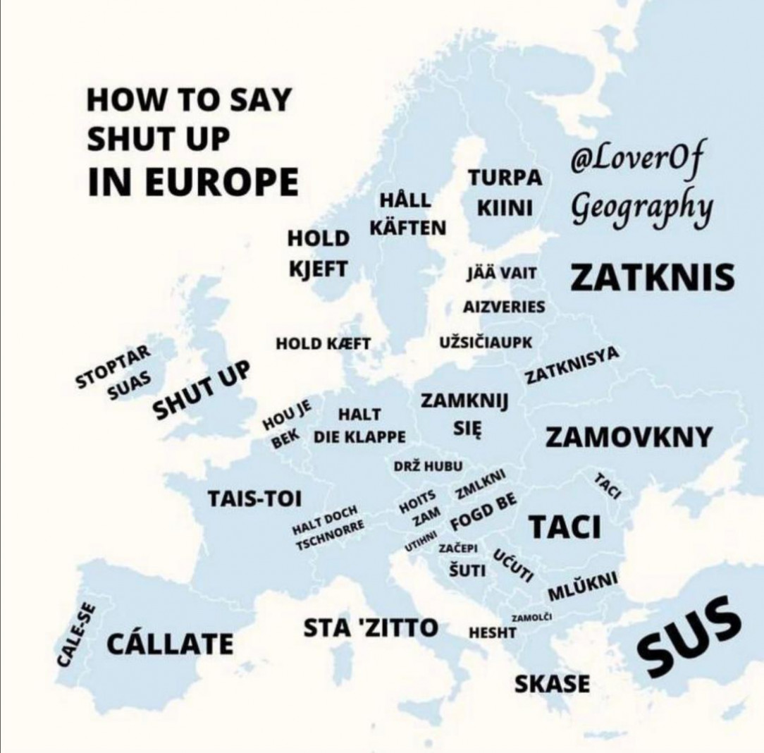 Saying shut up in european languages