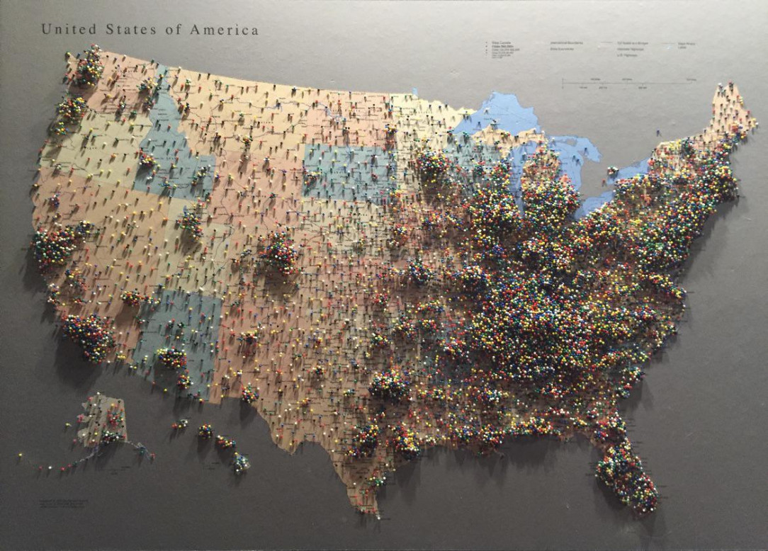 This pin map of people’s hometowns
