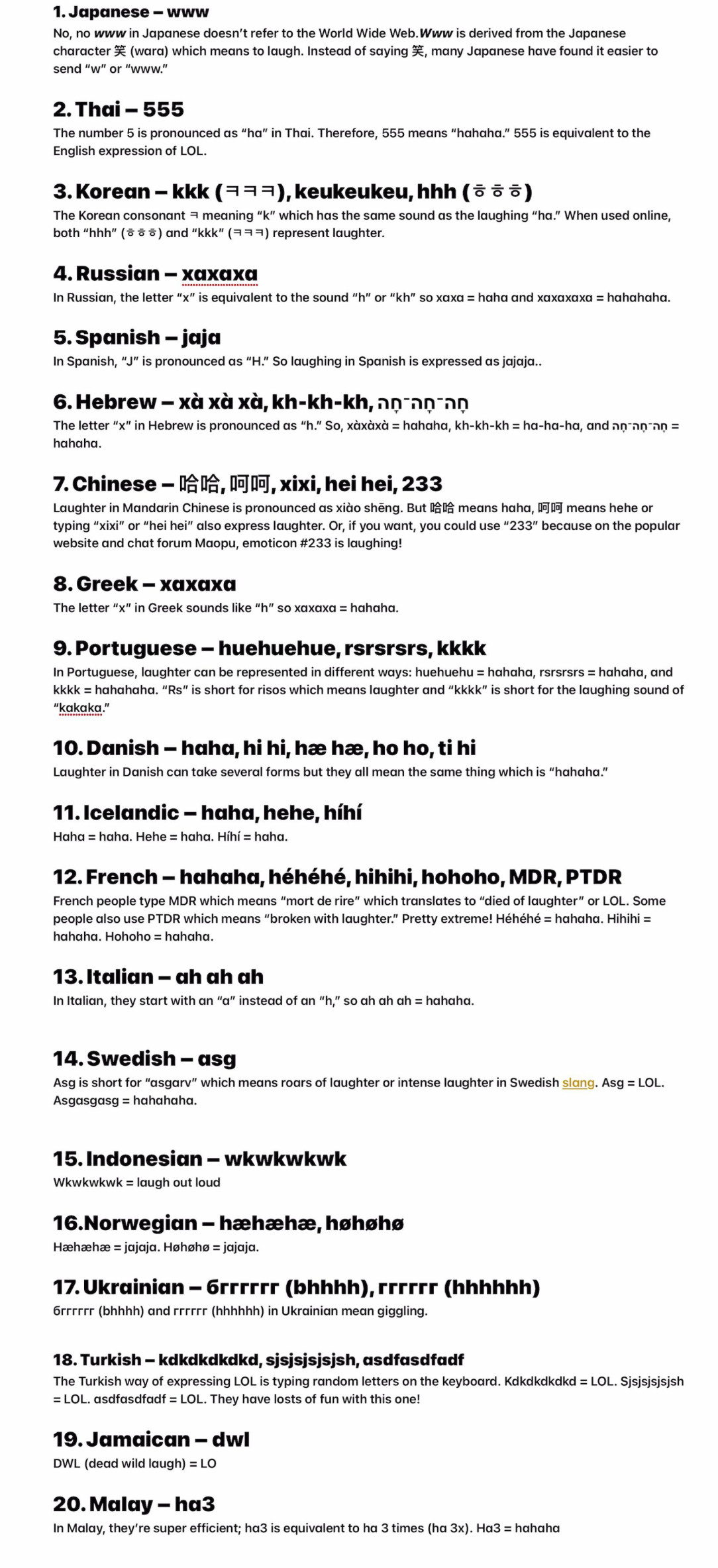 How people illustrate laughter in text around the world