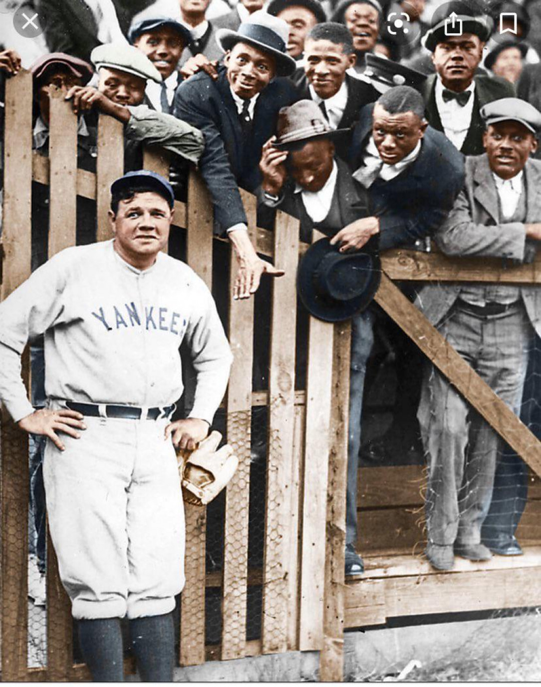 Babe Ruth poses with fans 1925