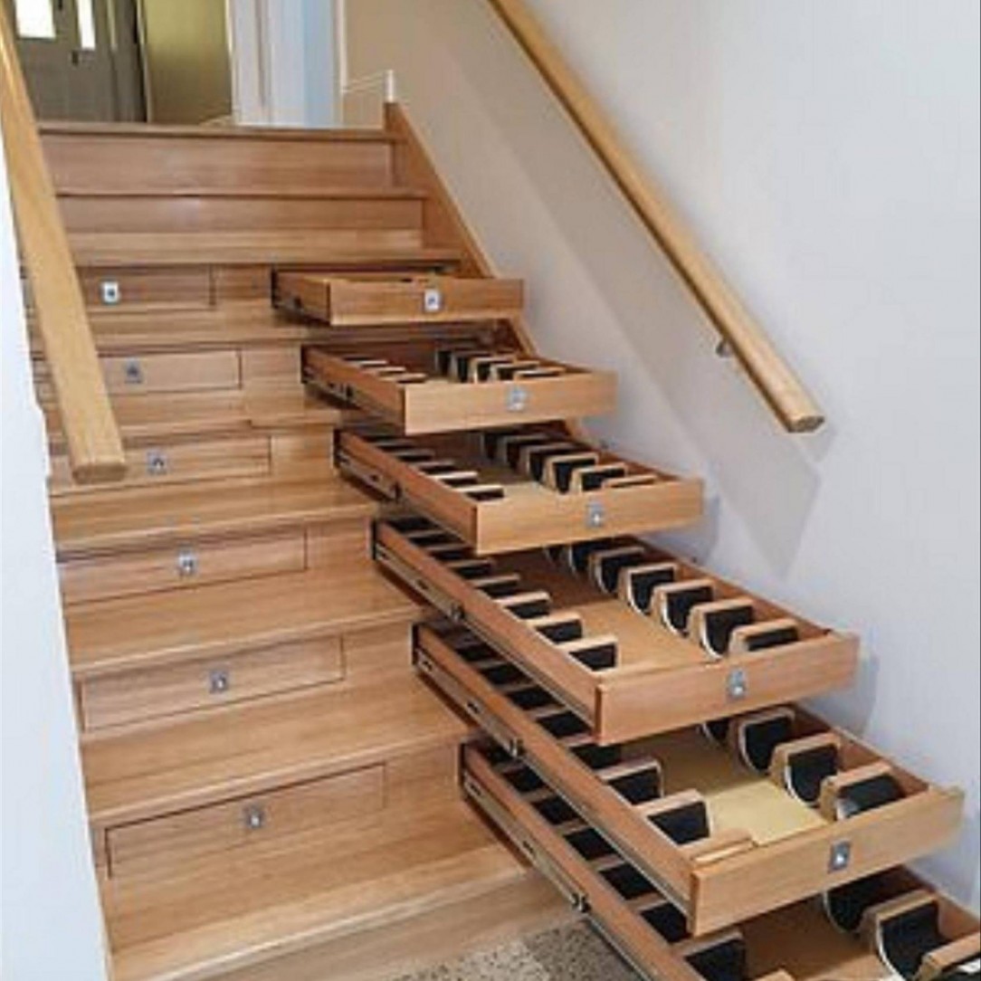 This staircase is also... a wine cellar!