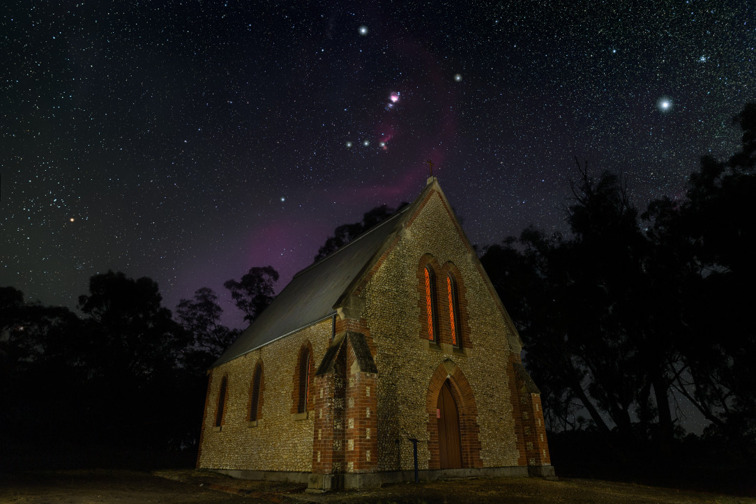 A Pebble Church with Summer Orion in Victoria, Australia
