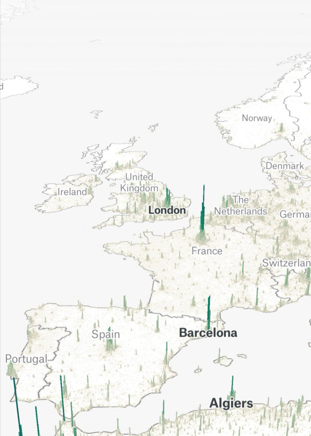 Population density of Western Europe