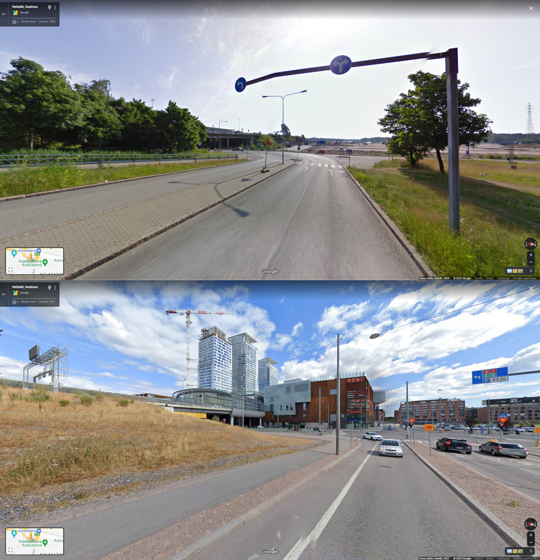 Helsinki, Finland street view 2009 vs 2021