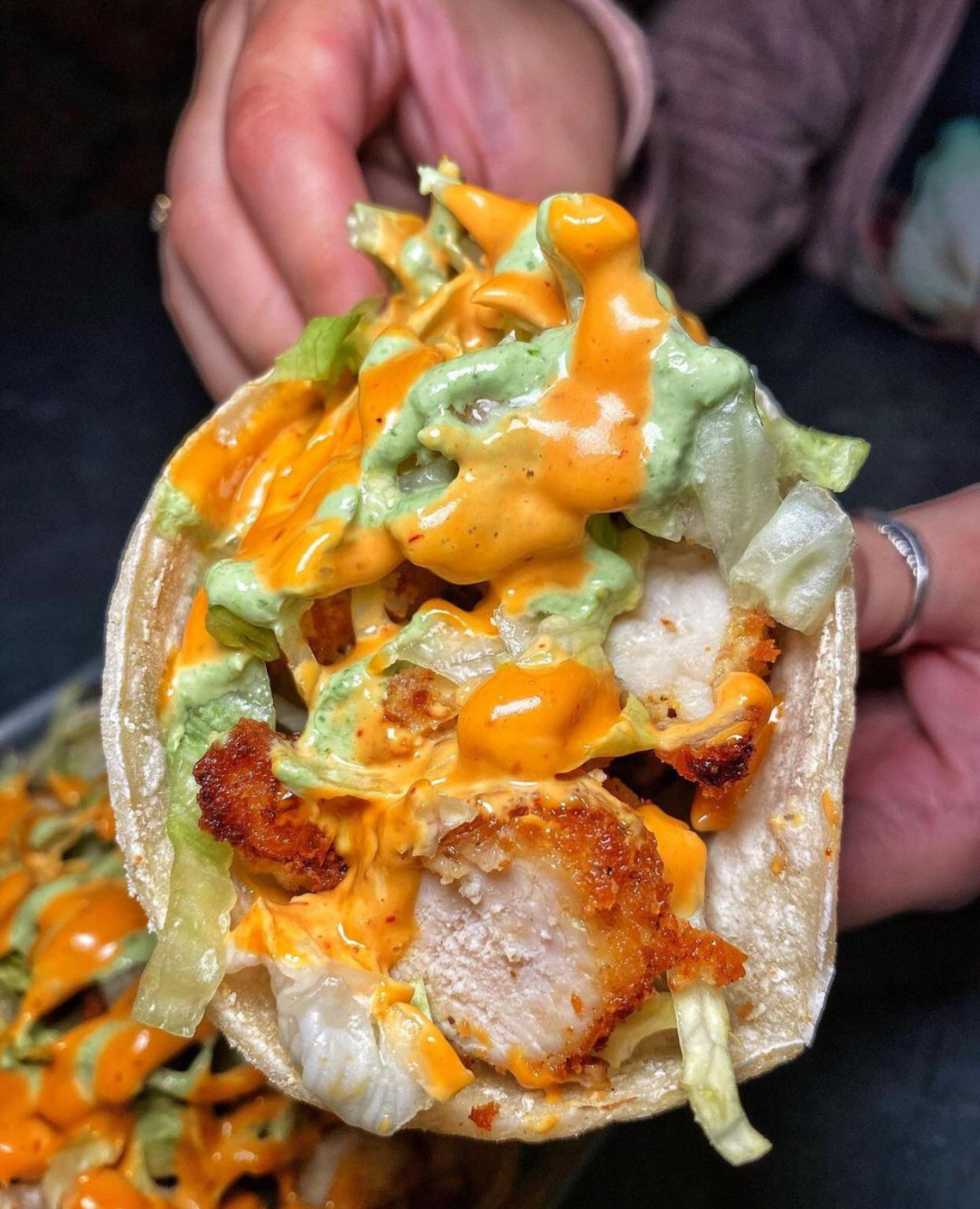 Fried chicken tacos