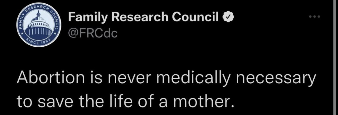 “Abortion is never medically necessary to save the life of a mother. ”