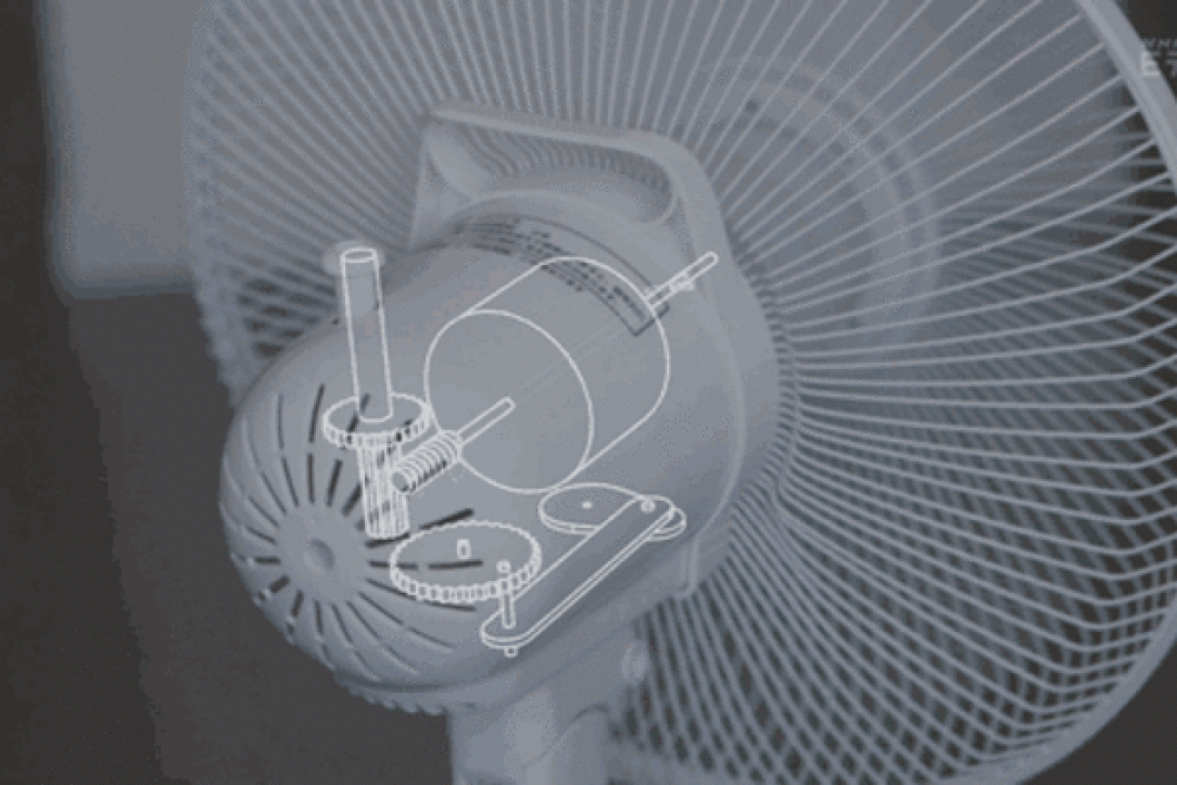 The gears inside a fan