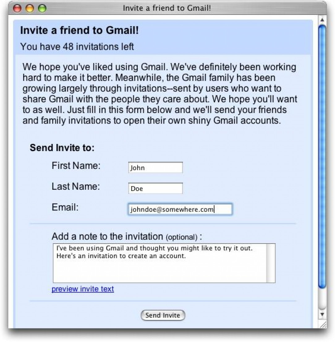 Gmail Invitation (circa 2008)