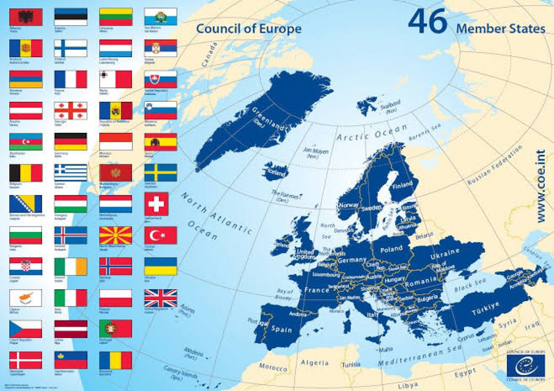 Map of the Council of Europe 46 member states