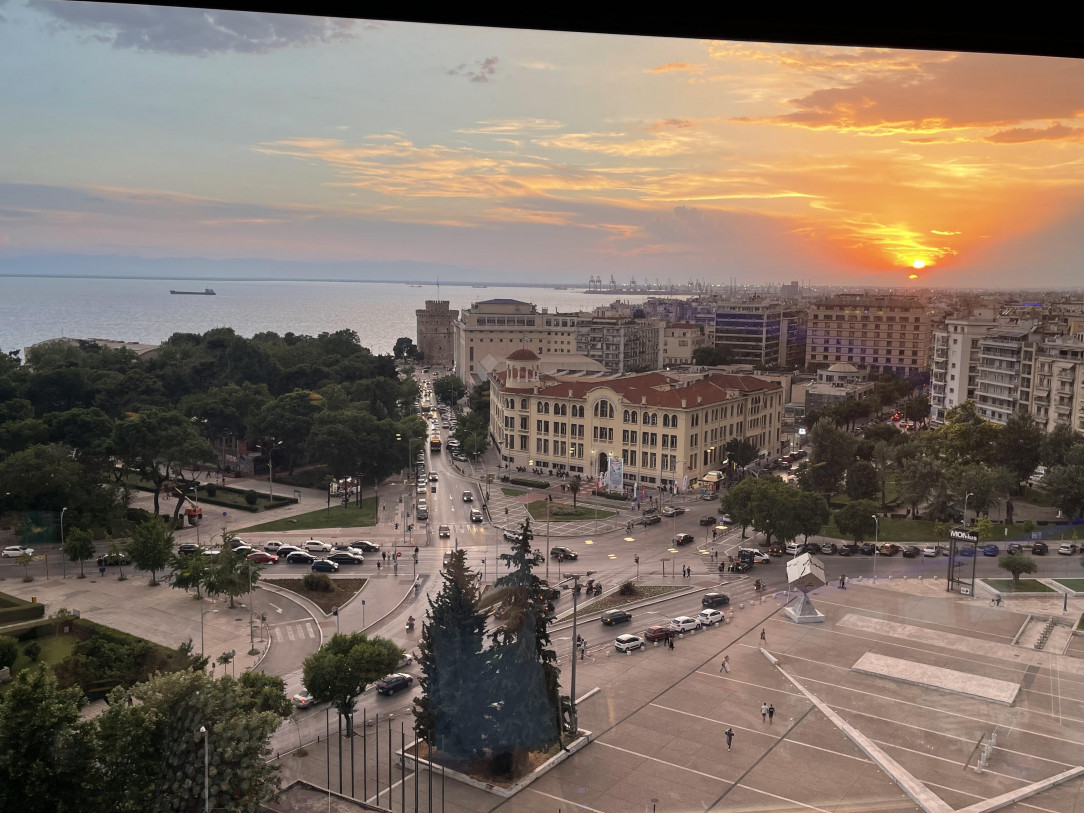 Sunset over Thessaloniki as seen from the OTE Tower