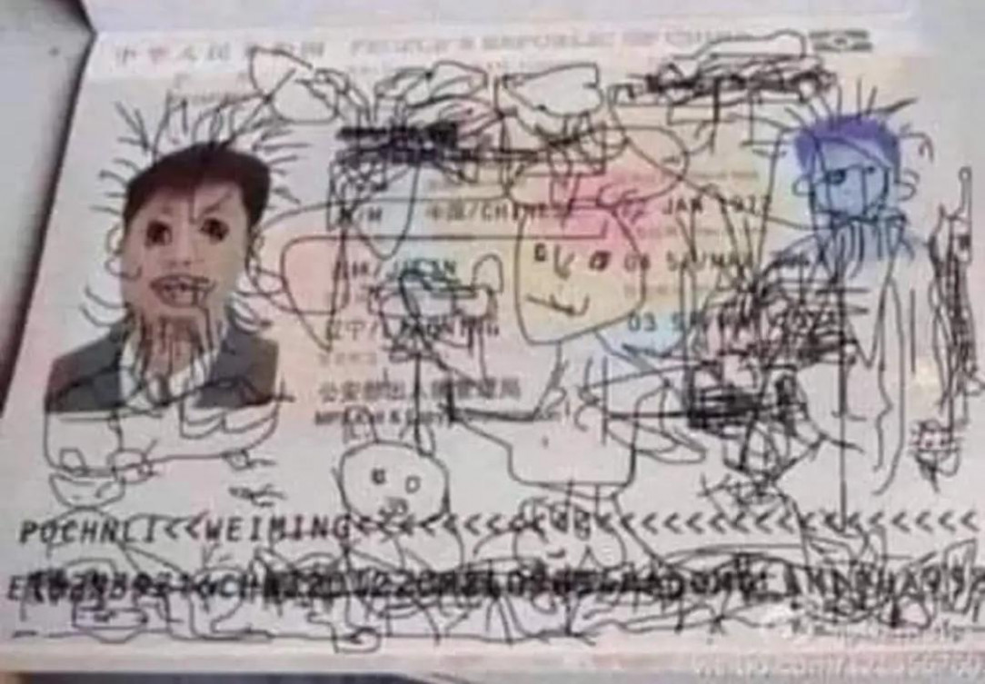 Someone&#039;s kid got ahold of their passport
