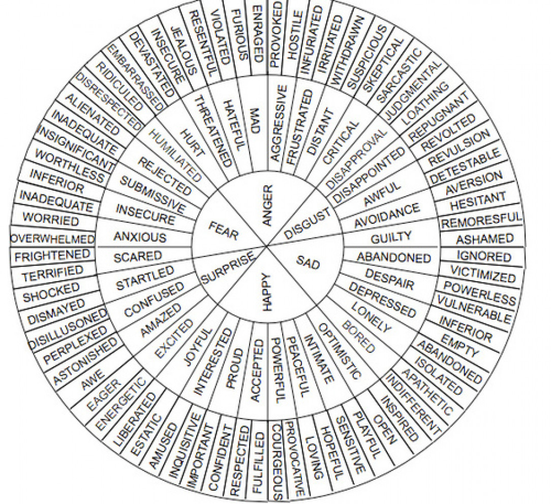 a handy thesaurus wheel of emotions for writers and their characters