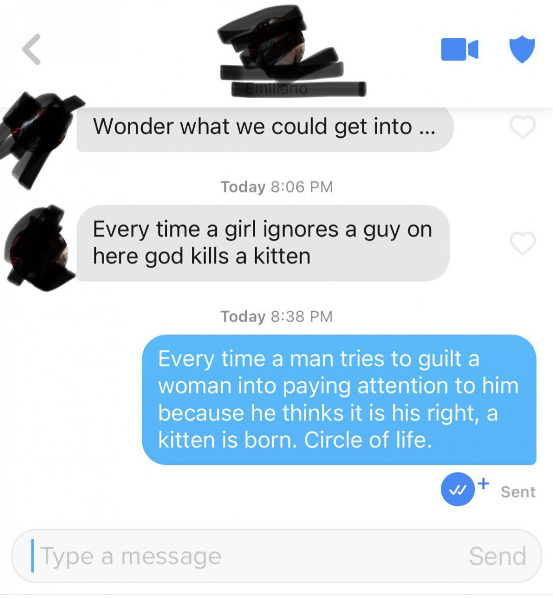 Does the “god kills a kitten” line ever work?